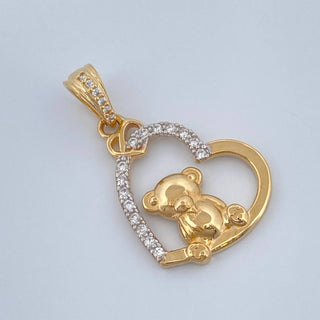 Dije Corazon Oso | Dos Oros Amarillo Blanco 18K | 2.45 g | 2.7 cm