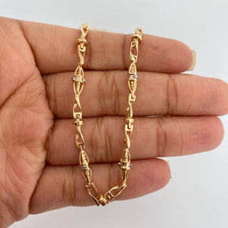 Cadena Dubai | Dos Oros Amarillo Blanco 18K | 30.65 g | 62.5 cm | 3.9 mm