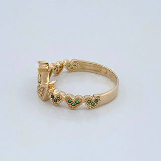 Anillo Corona Corazones | Oro Amarillo 18K | 2.65gr | T7