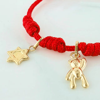 Pulsera Tejida Roja | Oro Amarillo 18K | 1.5 Cm | 5 Und