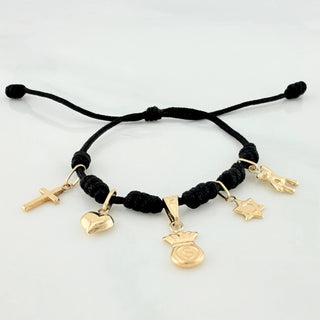 Pulsera Tejida Negra | Oro Amarillo 18K