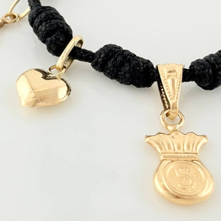 Pulsera Tejida Negra | Oro Amarillo 18K