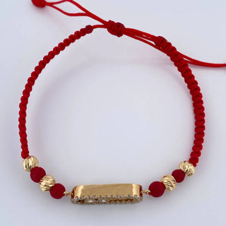 Pulsera Tejida Roja MSK | Oro Amarillo 18K | 3.35gr | 5mm