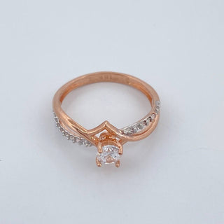 Anillo Solitario Lineas Cruzadas | Dos Oros Blanco Rosa 18K | 2 g | Talla 5 1/2