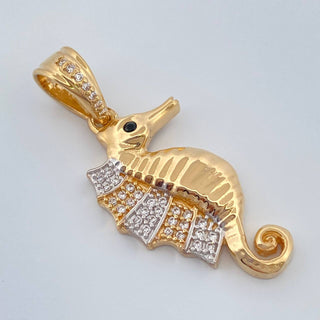 Dije Caballito de Mar | Dos Oros Amarillo Blanco 18K | 3.8 g | 3.5 cm