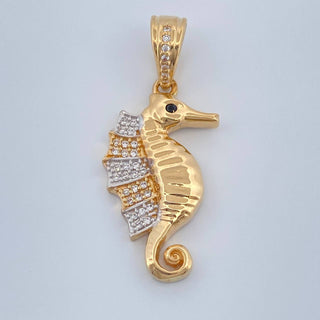 Dije Caballito de Mar | Dos Oros Amarillo Blanco 18K | 3.8 g | 3.5 cm