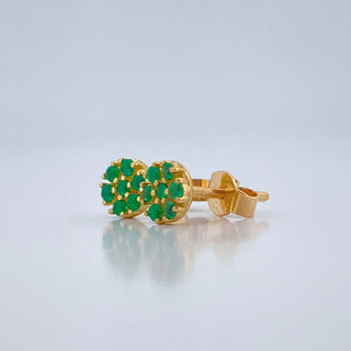 Topos Flor Esmeraldas 25Pts | Oro Amarillo 18K | 1.15gr | 5.5mm