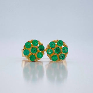 Topos Flor Esmeraldas 25Pts | Oro Amarillo 18K | 1.15gr | 5.5mm