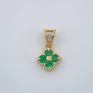 Dije Flor Esmeraldas | Oro Amarillo 18K | 0.65 g | 1.2 cm