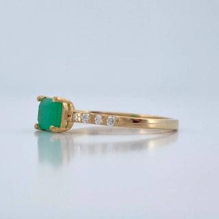 Anillo Churumbela Rectangulo Esmeralda Diamantes | Oro Amarillo 18K | 1.7gr | T7 1/4