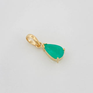 Dije Lagrima Esmeraldas | Oro Amarillo 18K | 0.83Pts | 0.9 g | 1.05 cm