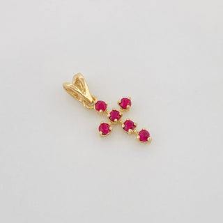 Dije Cruz Rubies 18Pts | Oro Amarillo 18K | 0.35 g | 1.3 cm