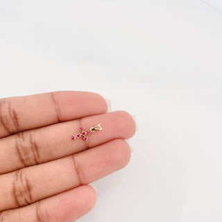 Dije Cruz Rubies 18Pts | Oro Amarillo 18K | 0.35 g | 1.3 cm