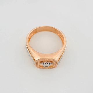 Anillo Sello Corona | Dos Oros Blanco Rosa 18K | 7.6 g | T11
