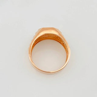 Anillo Sello Corona | Dos Oros Blanco Rosa 18K | 7.6 g | T11