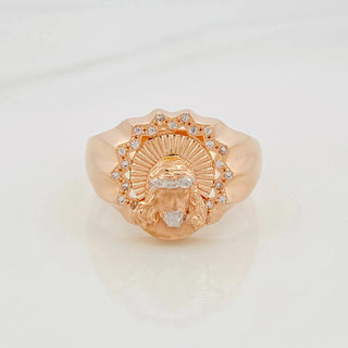 Anillo Rostro Cristo | Dos Oros Blanco Rosa 18K | 6 g | T11 1/2