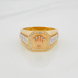 Anillo Sello Corona | Tres Oros 18K | 7.75 g | T10 1/2