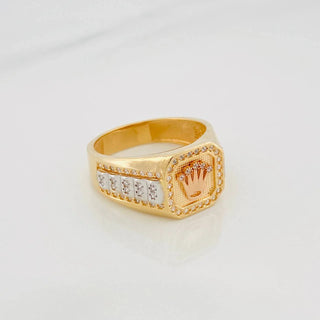 Anillo Sello Corona | Tres Oros 18K | 7.75 g | T10 1/2