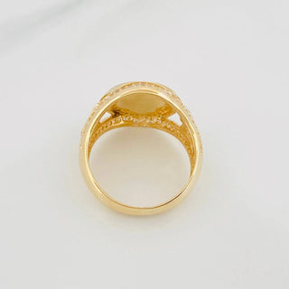 Anillo Sello Corona | Dos Oros Amarillo Blanco 18K | 8.7 g | T10