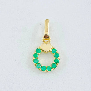 Dije Aro Corazón Esmeraldas 20pts | Oro Amarillo 18K | 1gr | 1.8cm