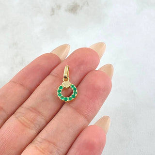 Dije Aro Corazón Esmeraldas 20pts | Oro Amarillo 18K | 1gr | 1.8cm
