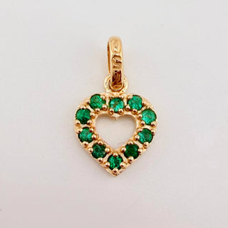 Dije Corazon Borde Grueso Esmeraldas 18pts | Oro Amarillo 18K | 1.4gr | 1.7cm