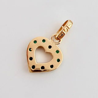 Dije Corazon Borde Grueso Esmeraldas 18pts | Oro Amarillo 18K | 1.4gr | 1.7cm