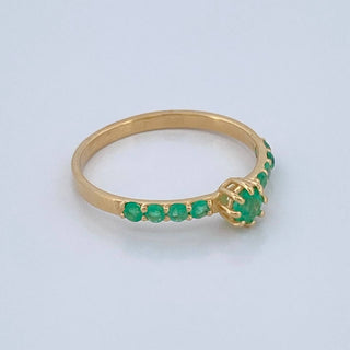 Anillo Solitario Esmeraldas 25pts | Oro Amarillo 18K | 1.6 g | T 7,25