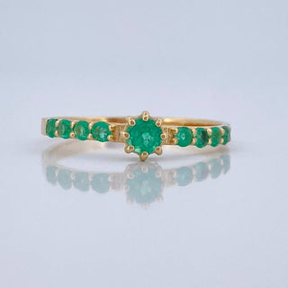 Anillo Solitario Esmeraldas 25pts | Oro Amarillo 18K | 1.6 g | T 7,25