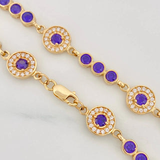 Pulso Tennis Halo Circulo | Oro Amarillo 18K | 10.6 g | 19 cm | 7.96 mm