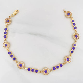 Pulso Tennis Halo Circulo | Oro Amarillo 18K | 10.6 g | 19 cm | 7.96 mm