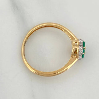 Anillo Esmeraldas 70Pts Diamantes 35Pts | Dos Oros Amarillo Blanco 18K | 2.1 g | T6 3/4