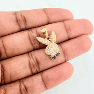 Dije Conejo | Dos Oros Negro Amarillo 18K | 2.1 g | 2.2 cm