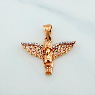 Dije Angel De La Guarda | Dos Oros Blanco Rosa 18K | 2.75 g | 2.5 cm