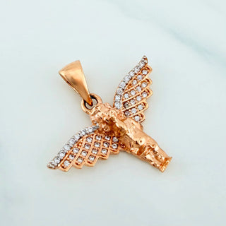 Dije Angel De La Guarda | Dos Oros Blanco Rosa 18K | 2.75 g | 2.5 cm
