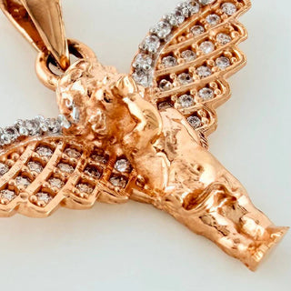 Dije Angel De La Guarda | Dos Oros Blanco Rosa 18K | 2.75 g | 2.5 cm