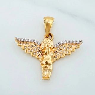 Dije Angel De La Guarda | Dos Oros Amarillo Blanco 18K | 2.8 g | 2.5 cm
