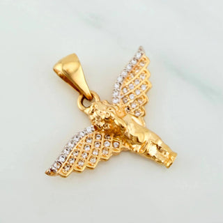 Dije Angel De La Guarda | Dos Oros Amarillo Blanco 18K | 2.8 g | 2.5 cm