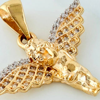 Dije Angel De La Guarda | Dos Oros Amarillo Blanco 18K | 2.8 g | 2.5 cm