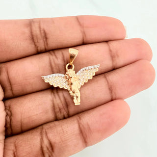 Dije Angel De La Guarda | Dos Oros Amarillo Blanco 18K | 2.8 g | 2.5 cm