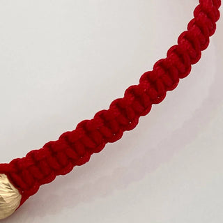 Pulsera Tejida Roja Corona | Tres Oros 18K | 3.3gr | 6mm