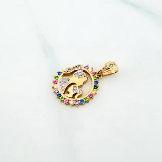 Dije Medalla Madre E Hija | Dos Oros Amarillo Blanco 18K | 3.2 g | 2.4 cm