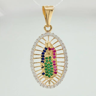 Dije Virgen Guadalupe | Dos Oros Amarillo Blanco 18K | 2.85 g | 3.6 cm