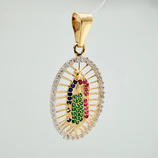 Dije Virgen Guadalupe | Dos Oros Amarillo Blanco 18K | 2.85 g | 3.6 cm