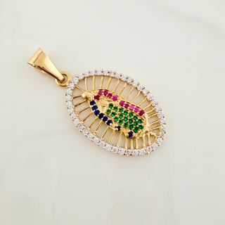 Dije Virgen Guadalupe | Dos Oros Amarillo Blanco 18K | 2.85 g | 3.6 cm
