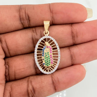 Dije Virgen Guadalupe | Dos Oros Amarillo Blanco 18K | 2.85 g | 3.6 cm