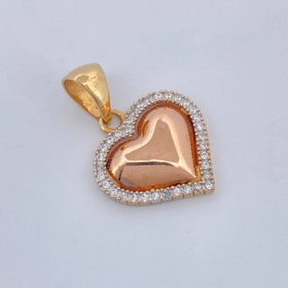 Dije Corazón | Dos Oros Blanco Rosa 18K | 2.05 g