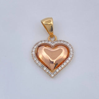Dije Corazón | Dos Oros Blanco Rosa 18K | 2.05 g