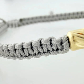 Pulsera Tejida Gris Escapulario Cilindros Diamantados | Oro Amarillo 18K | 6 Und