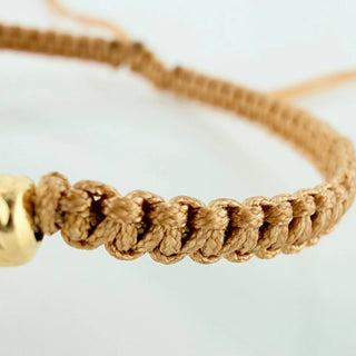 Pulsera Tejida Caqui Escapulario Cilindros Diamantados | Oro Amarillo 18K | 6 Und